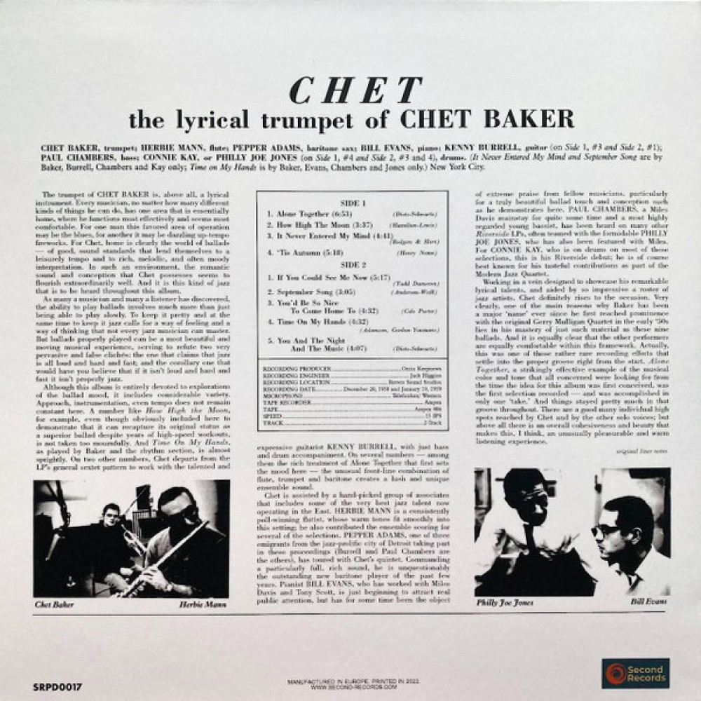 Chet Baker – Chet | Coloured Natural Clear Vinyl (LP)