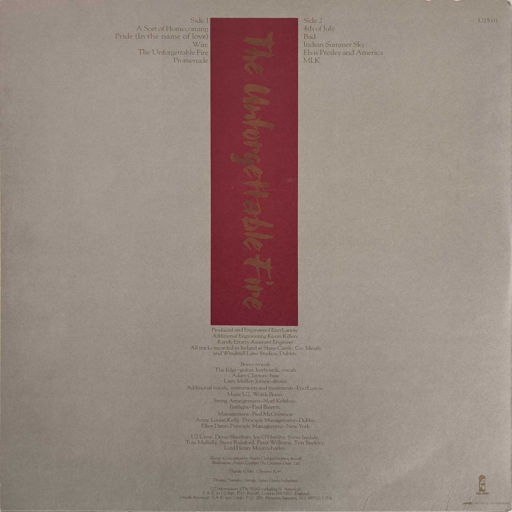 U2 - The Unforgettable Fire (LP)