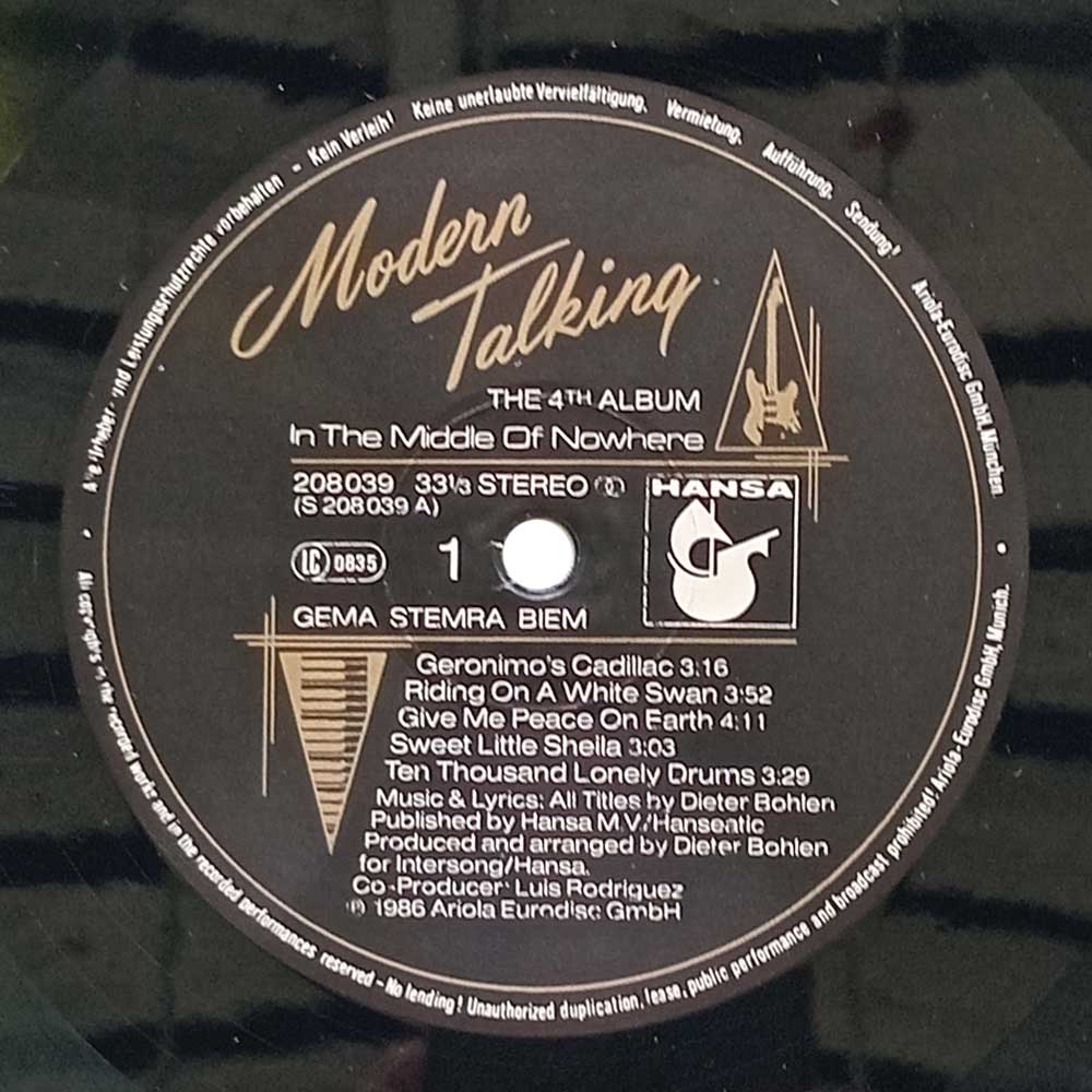 Modern Talking - In The Middle Of Nowhere - The 4Th Album (Or.) (LP)