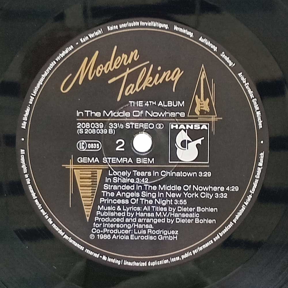 Modern Talking - In The Middle Of Nowhere - The 4Th Album (Or.) (LP)