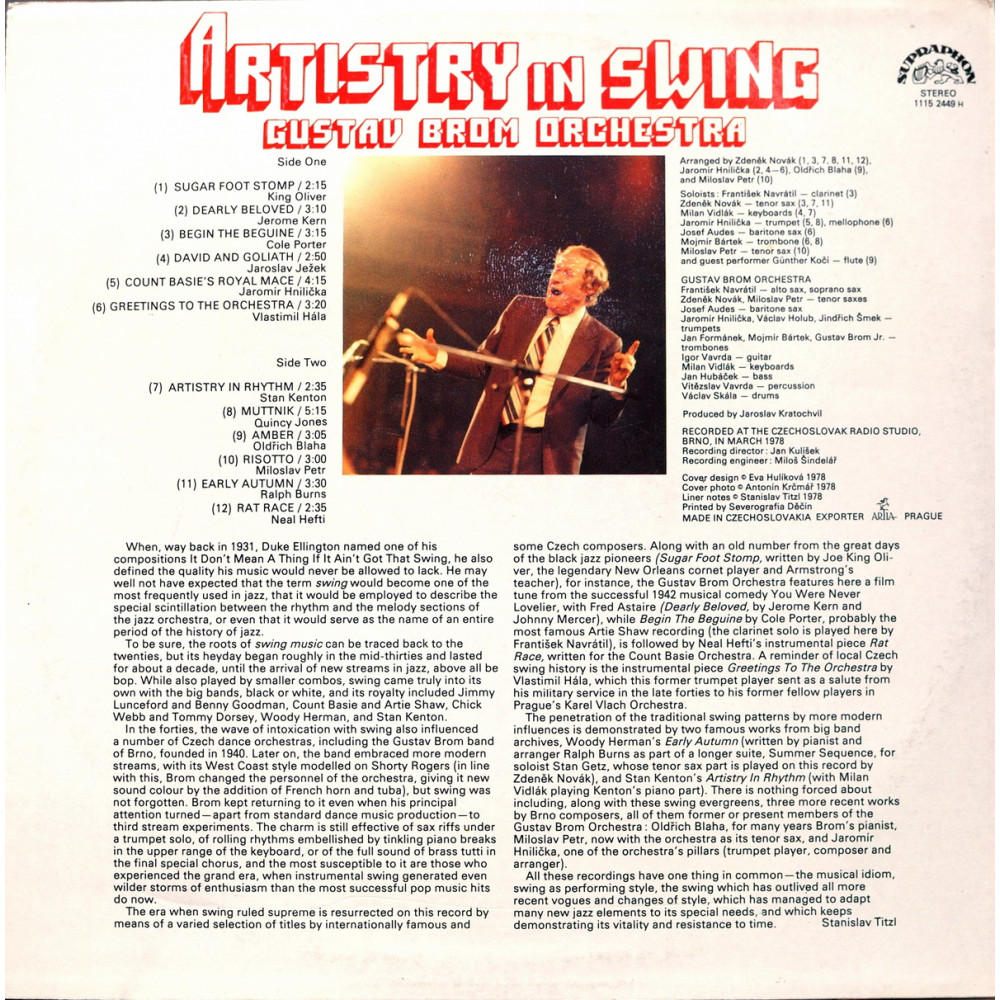 Gustav Brom Orchestra, Artistry In Swing (LP)