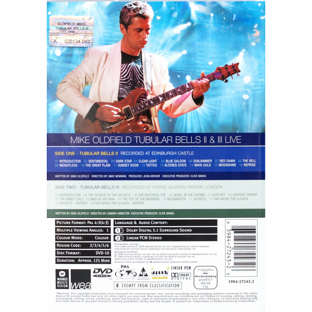 Mike Oldfield, Tubular Bells II & III Live (DVD)