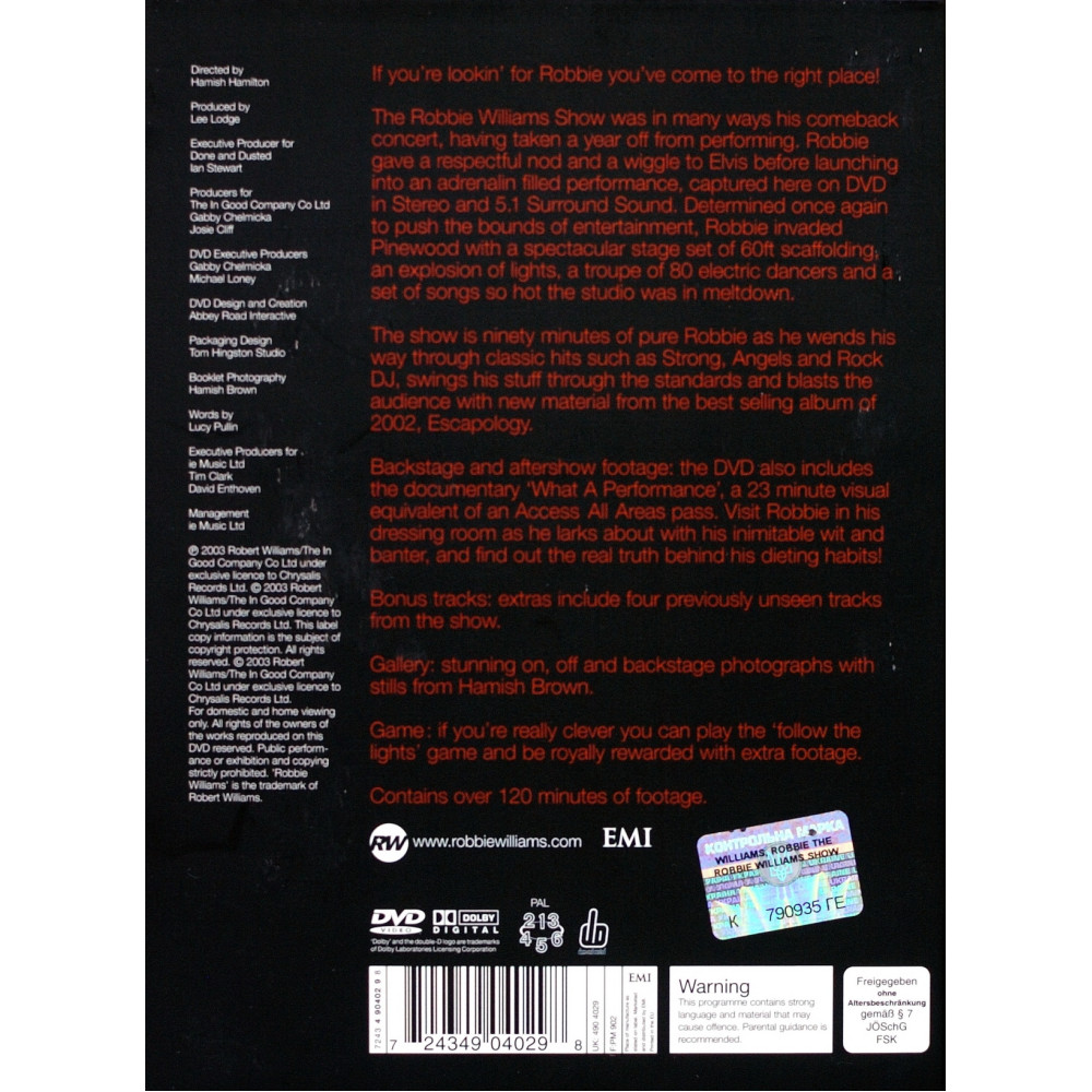 Robbie Williams, The Robbie Williams Show (DVD)