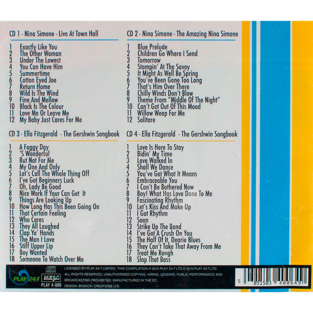Ella Fitzgerald & Nina Simone, Back To Back Ella Fitzgerald & Nina Simone (4 CD Set)