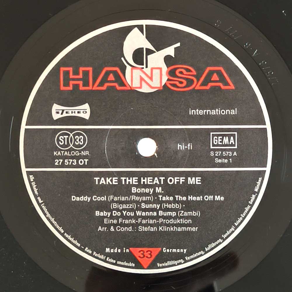 Boney M. - Take The Heat Off Me (LP)