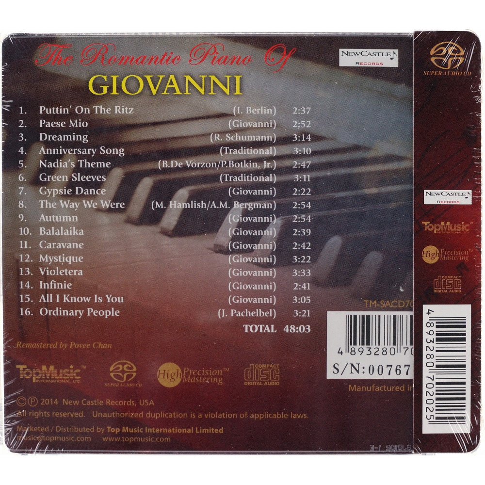 Giovanni, The Romantic Piano Of Giovanni (High Quality Master Recording) (SACD)