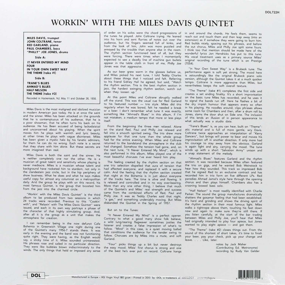 Miles Davis - Workin` With The Miles Davis Quintet (LP)