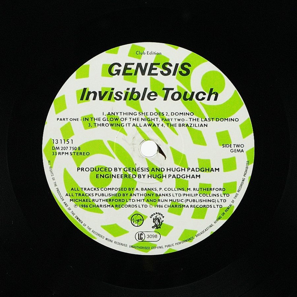 Genesis, Invisible Touch (Ins.) (Club Ed.) (LP)