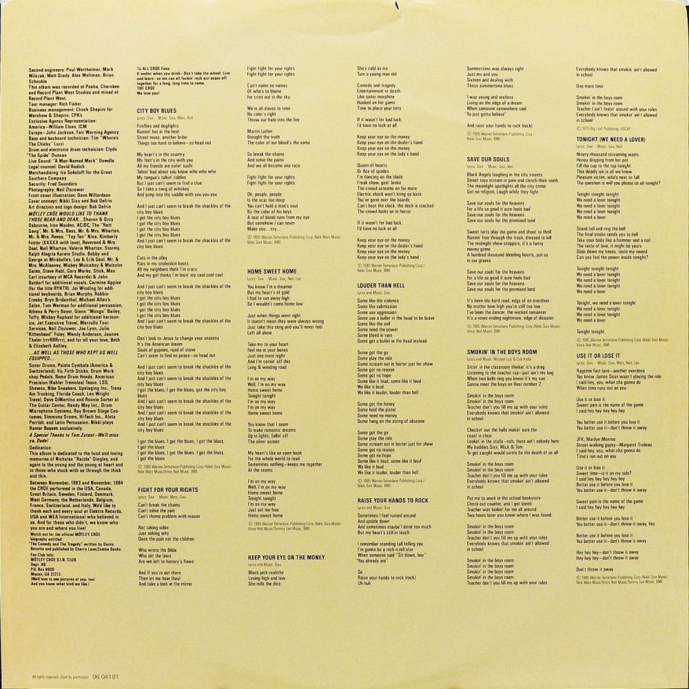 Motley Crue, Theatre Of Pain (Ins.) (LP)