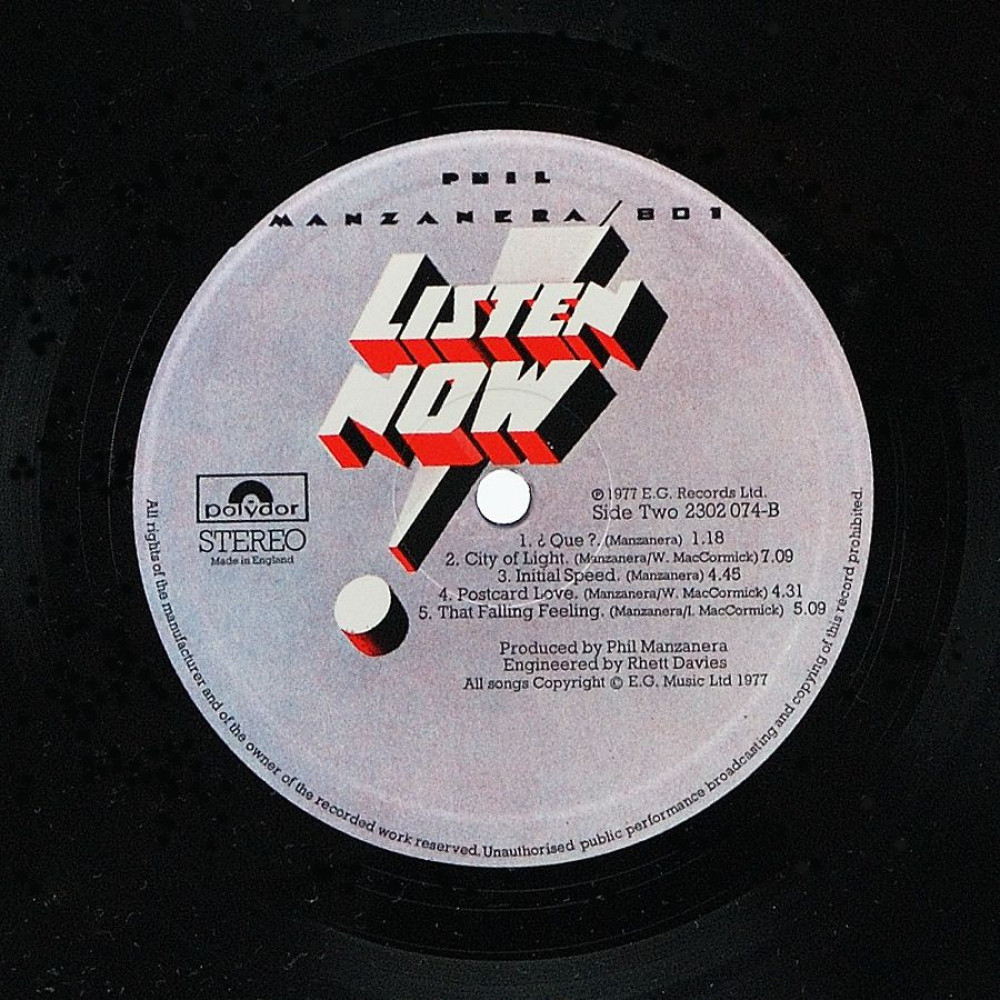 Phil Manzanera / 801, Listen Now (Ins.) (England) (LP)