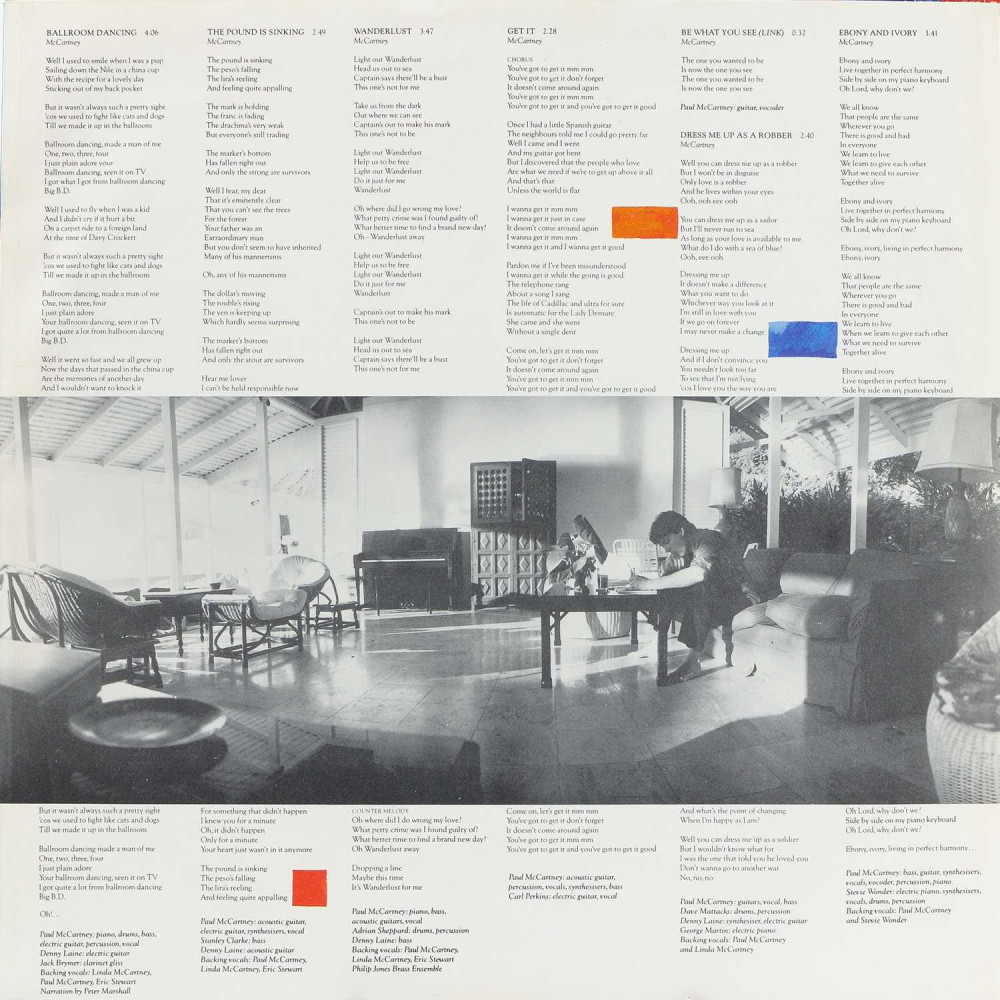 Paul Mccartney, Tug Of War (1982) (1St Press) (Ins.) (LP)