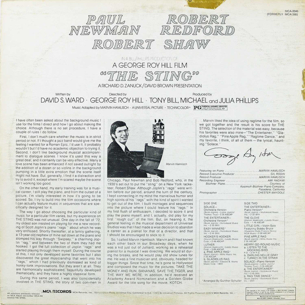 Marvin Hamlisch / Scott Joplin – The Sting (Original Motion Picture Soundtrack) (LP)