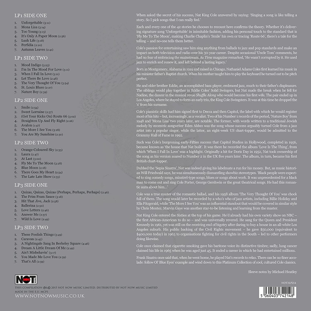 Nat King Cole - The Platinum Collection | Coloured Vinyl  (3 LP)