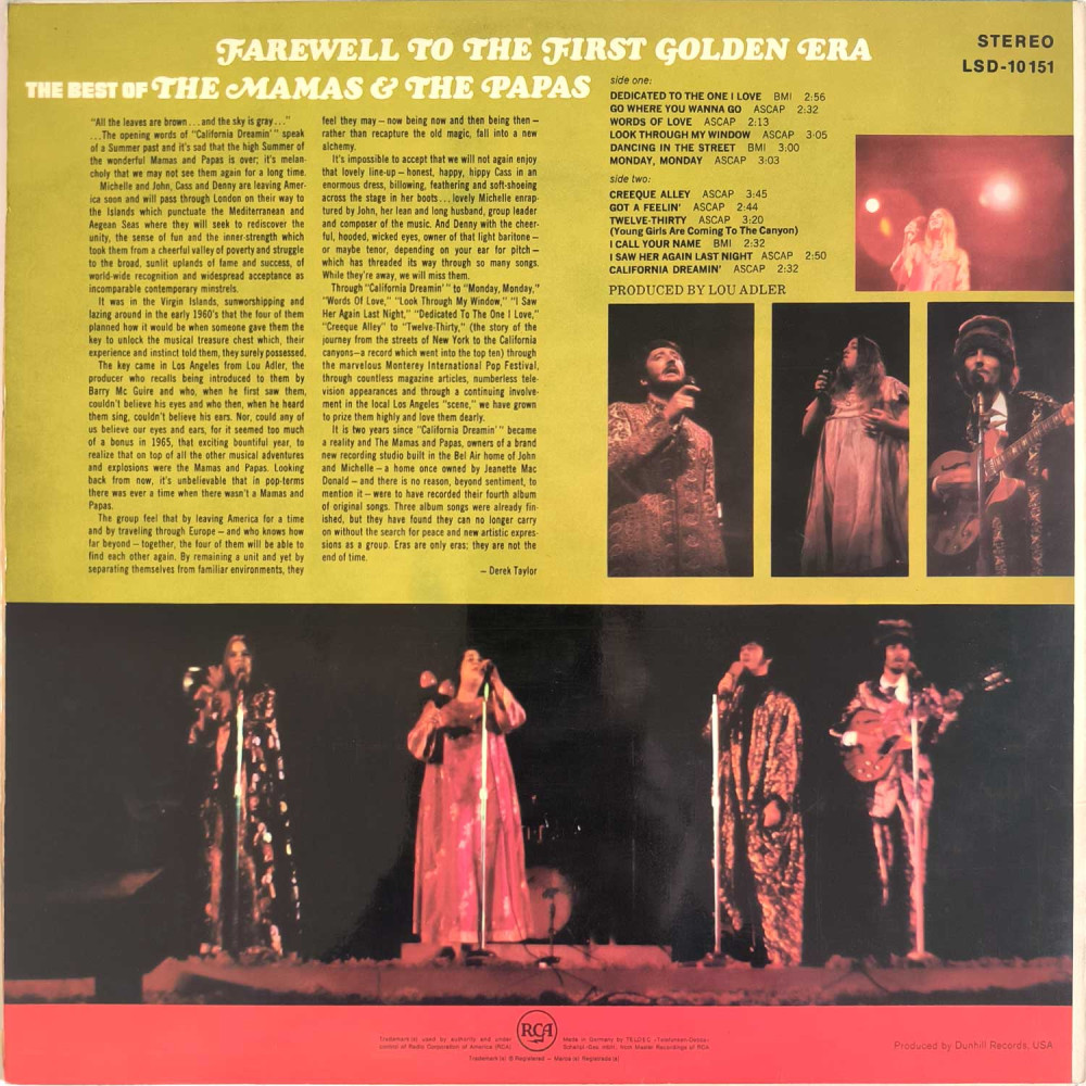 Mamas And Papas - The Best Of The Mamas And The Papas-Farewell To The First Golden Era (LP)