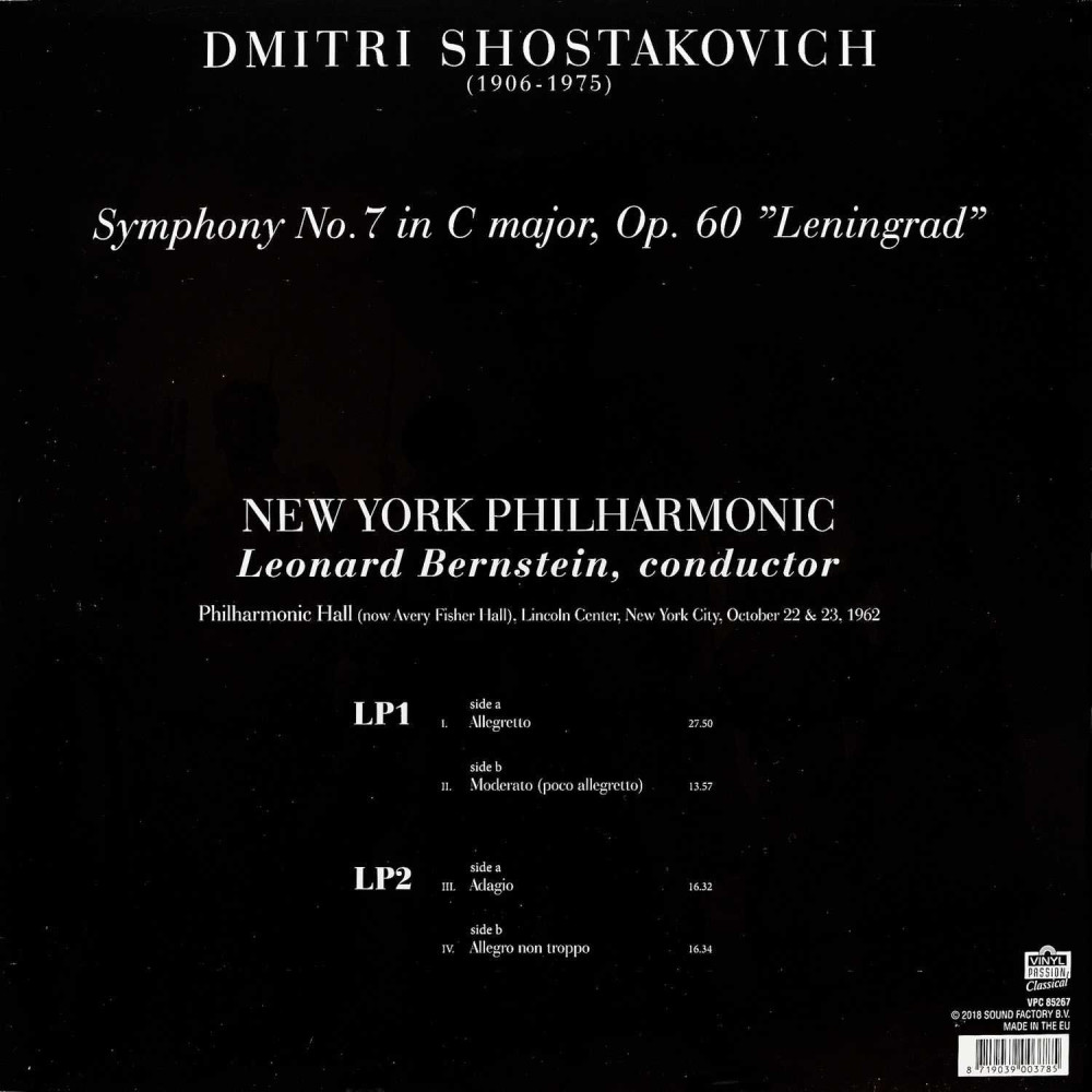 Shostakovich, New York Philharmonic, Leonard Bernstein – Symphony No. 7 "Leningrad" (2 LP)