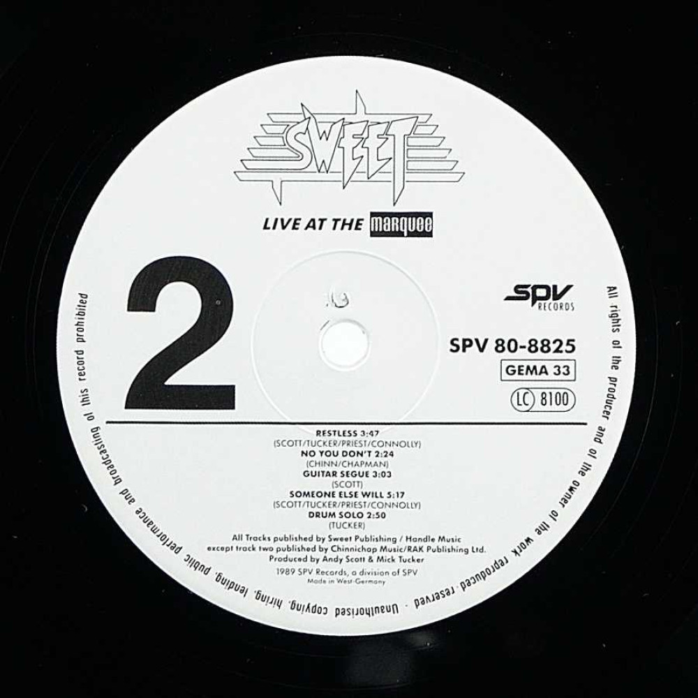 Sweet, Live At The Marquee (Incl. 4 Brand New Studio Tracks) (G/F) (2 LP)