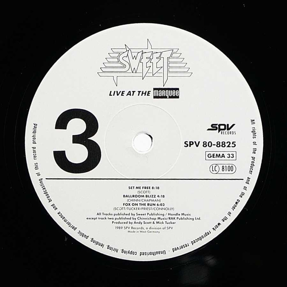 Sweet, Live At The Marquee (Incl. 4 Brand New Studio Tracks) (G/F) (2 LP)