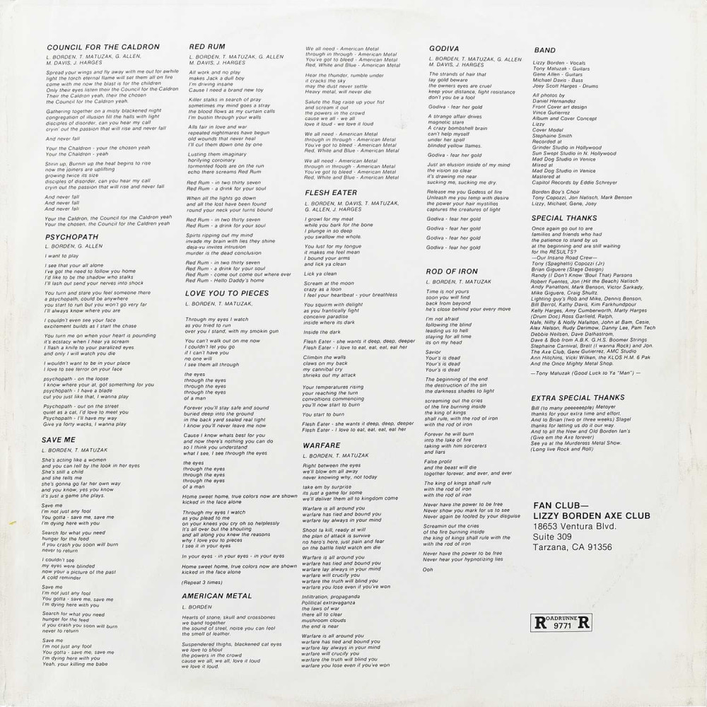 Lizzy Borden, Love You Pieces (Ins.) (LP)