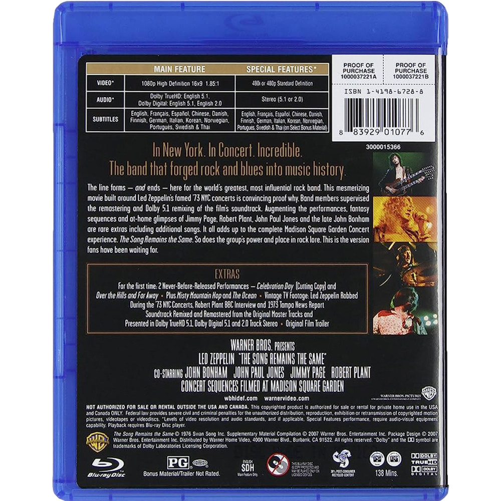 Led Zeppelin, The Song Remains The Same (BLU-RAY)