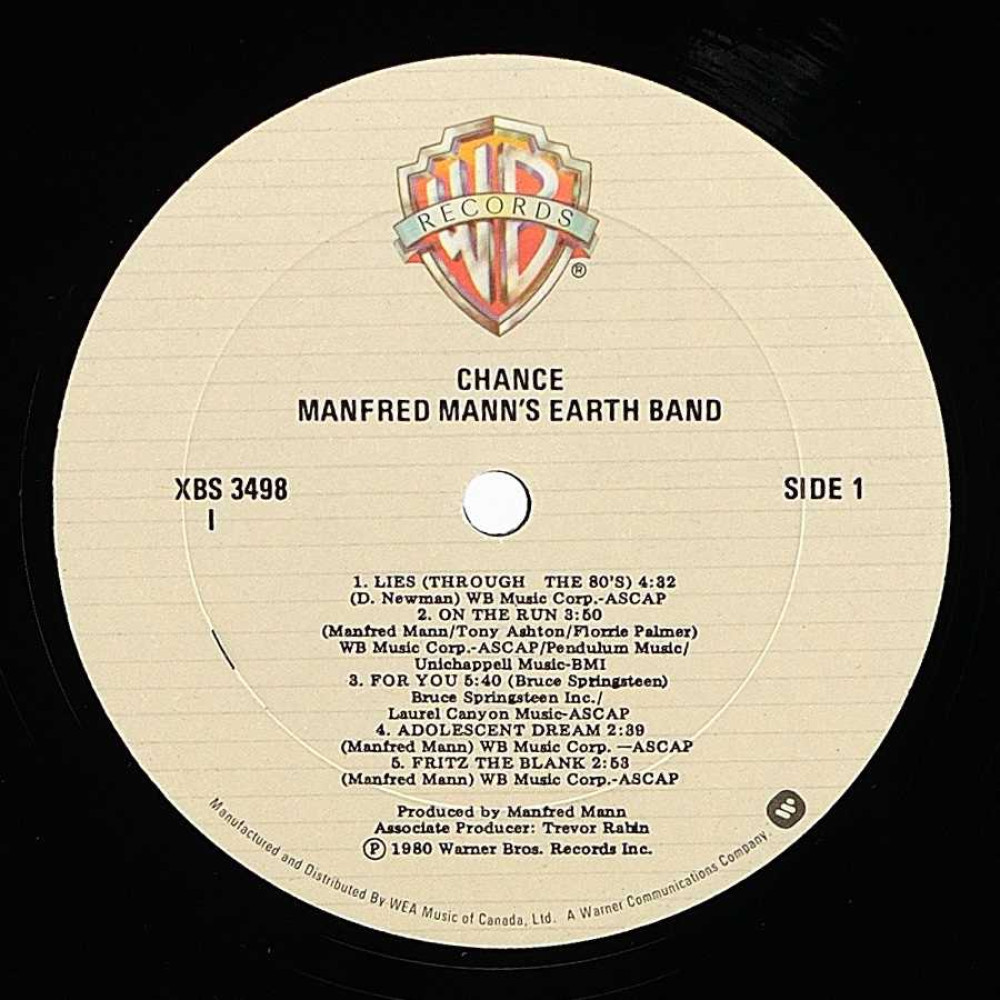 Manfred Mann's Earth Band, Chance (1St Press) (Ins.) (Canada) (LP)