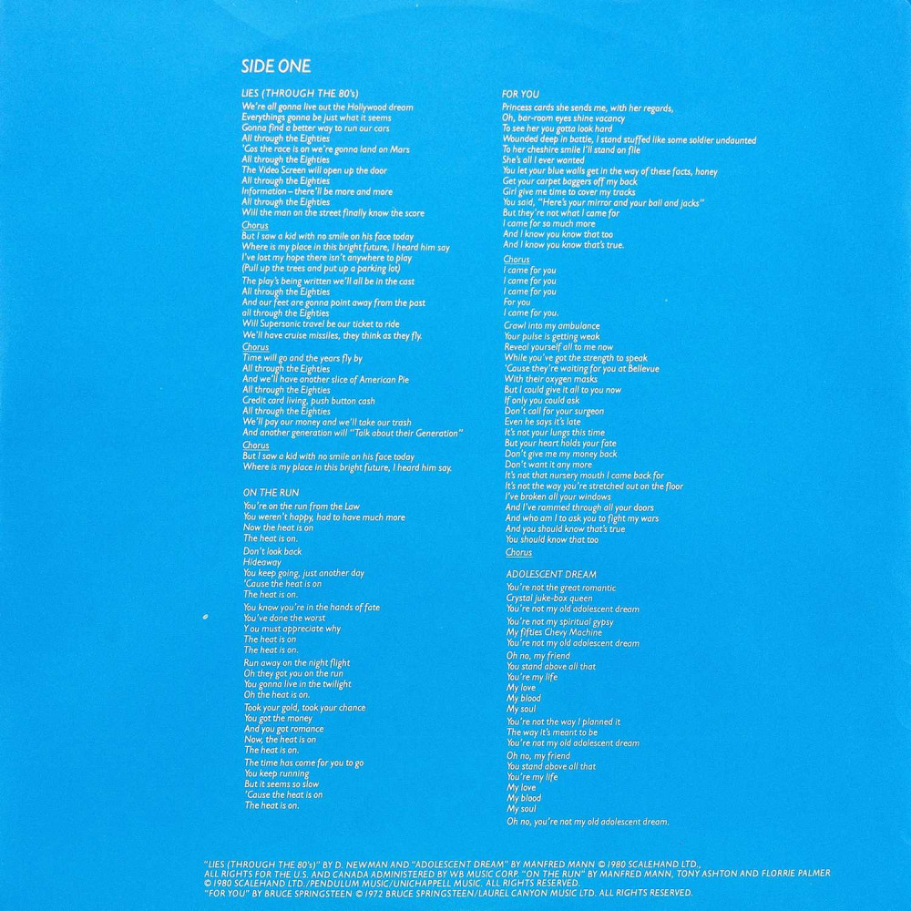 Manfred Mann's Earth Band, Chance (1St Press) (Ins.) (Canada) (LP)