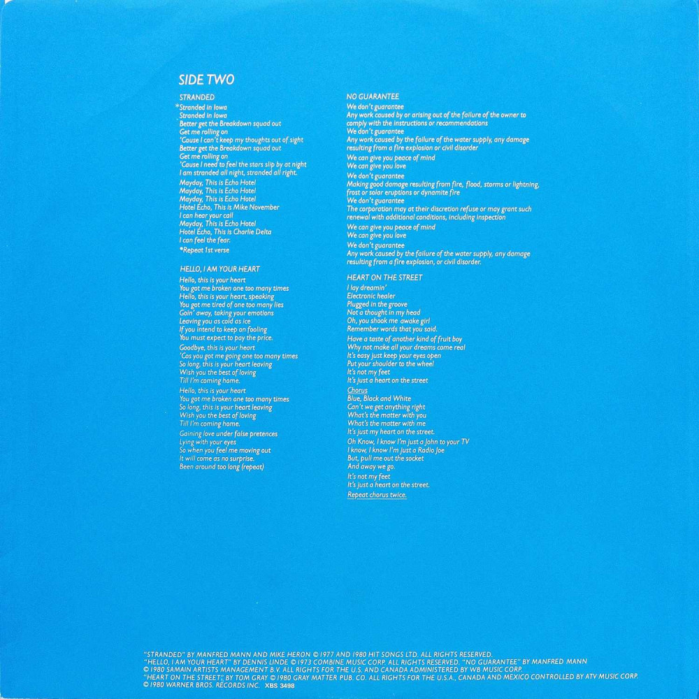 Manfred Mann's Earth Band, Chance (1St Press) (Ins.) (Canada) (LP)