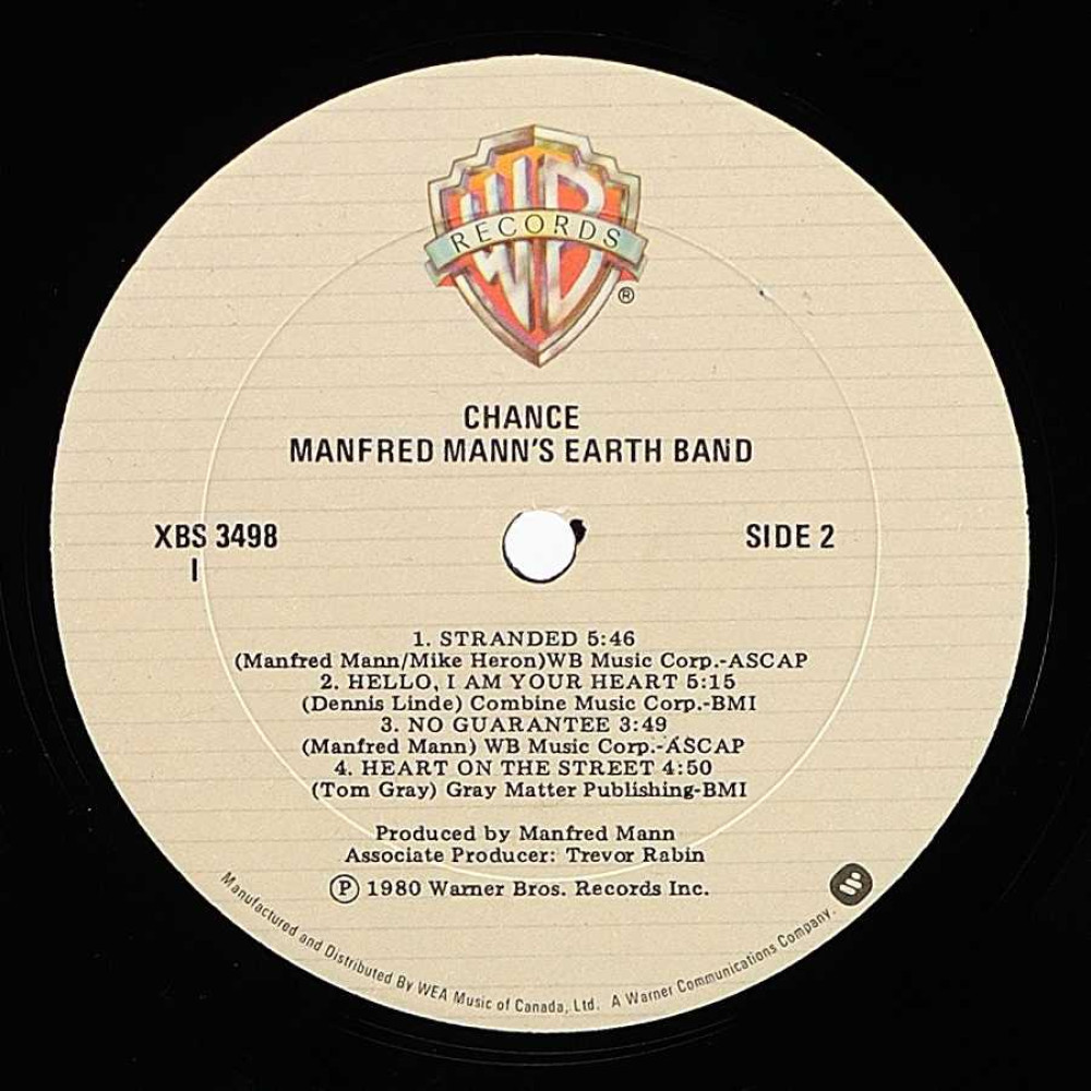 Manfred Mann's Earth Band, Chance (1St Press) (Ins.) (Canada) (LP)
