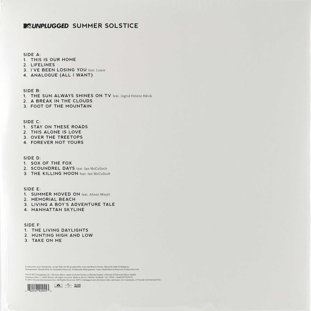 a-ha - MTV Unplugged (Summer Solstice) (3 LP)
