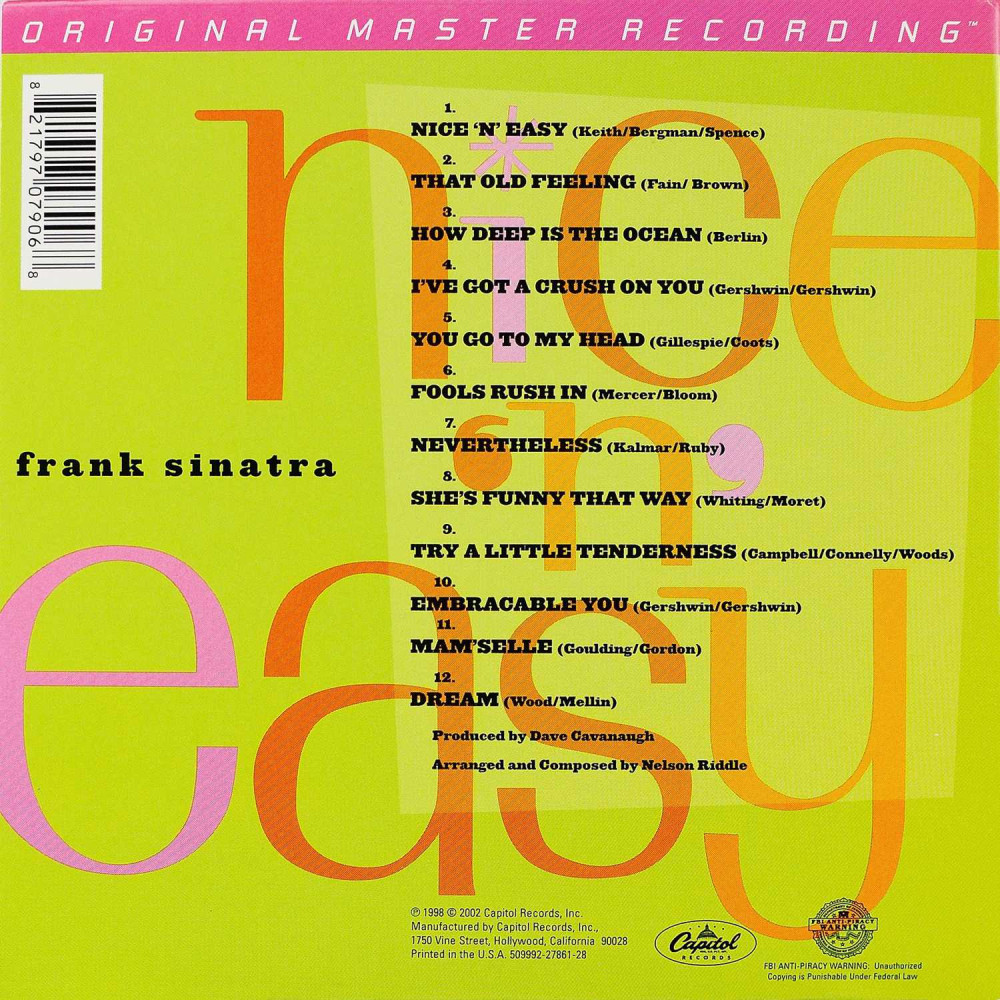 Frank Sinatra, Nice 'N' Easy (1960) (Lim.ed.) (Gold Disc, Mini-LP Sleeve, Gatefold) (USA)