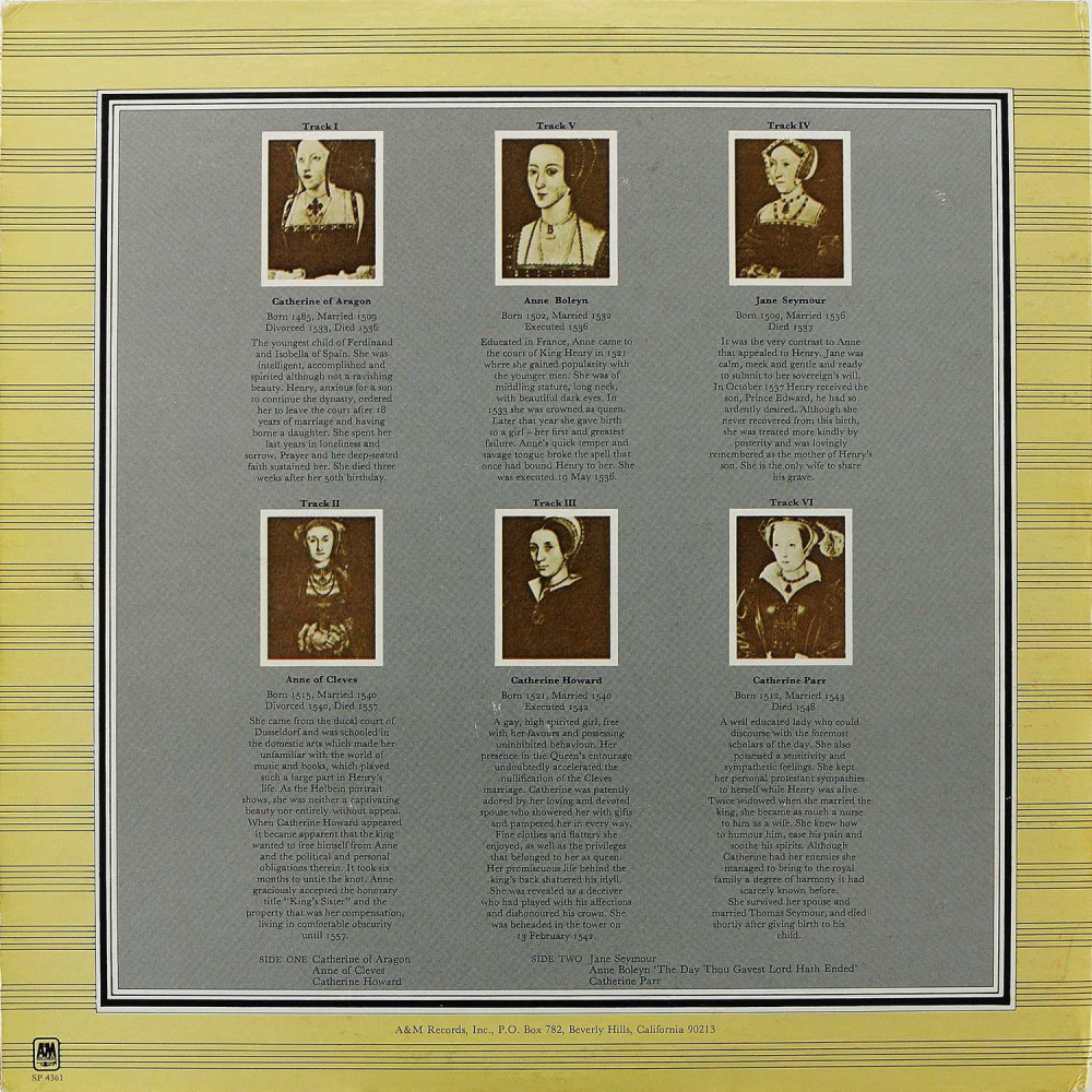 Rick Wakeman,  The Six Wives Of Henry VIII (G/F) (LP)