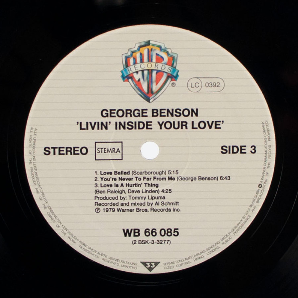 George Benson, Livin` Inside Your Love (1St Press) (G/F) (Ins.) (2 LP)