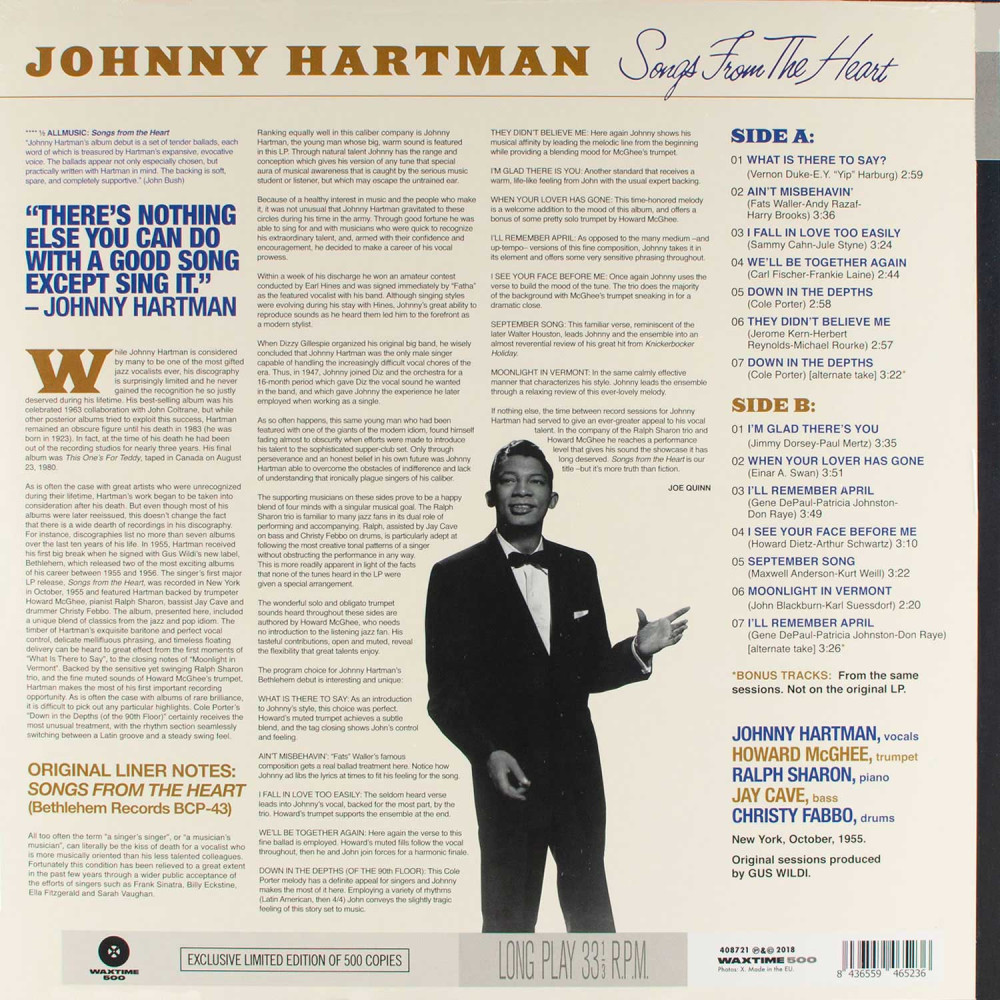 Johnny Hartman - Songs From The Heart (LP)