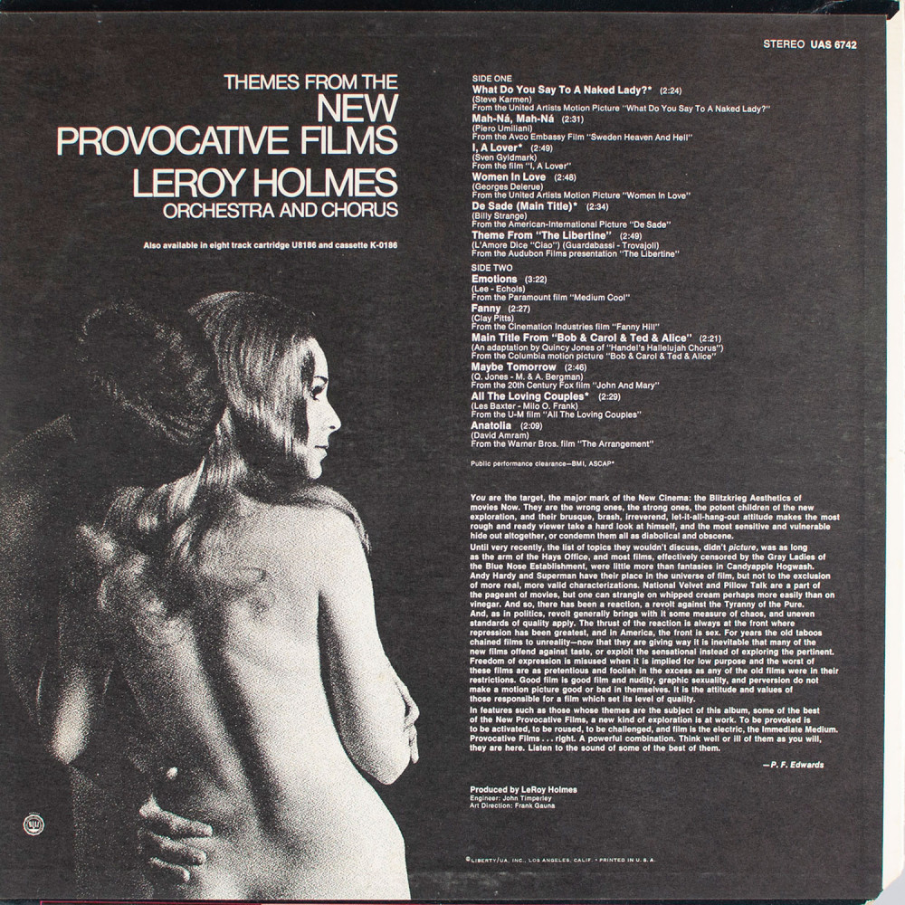 Leroy Holmes Orchestra And Chorus, Themes From The New Provocative Films (USA) (LP)