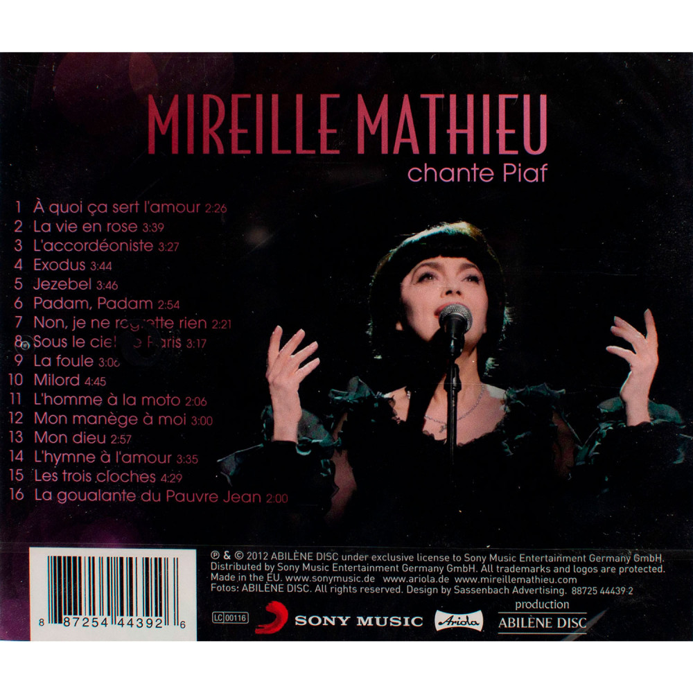 Mireille Mathieu, Mireille Mathieu Chante Piaf (CD)