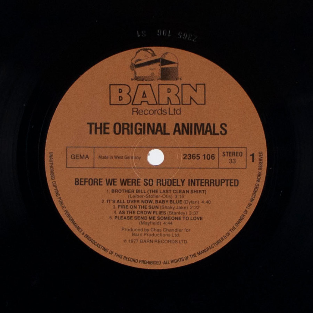 Original Animals, Before We Were So Rudely Interrupted (1St Press) (LP)