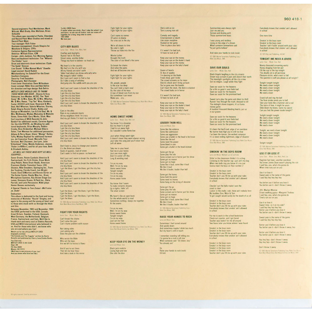 Motley Crue, Theatre Of Pain (Ins.) (LP)